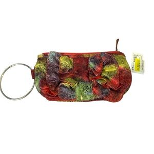 NWT Y&S Handbags pink  and Yellow colorful Wristlet Clutch silver handle